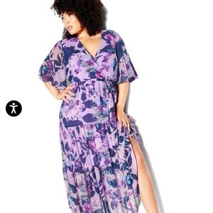 City chic Maxi Dress spring floral - lilac purple